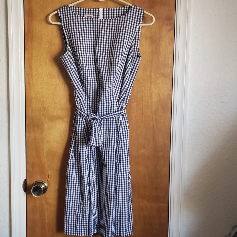 Anne Klein gingham checkered scoop neck shift dress